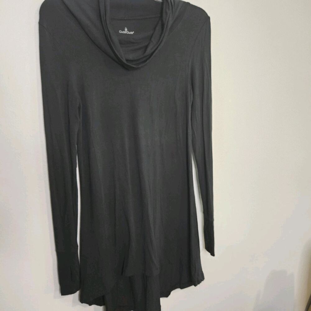 Cuddle Duds Softwear Womens Cowl Neck Tunic Top Hi Lo Hemline Black Size S